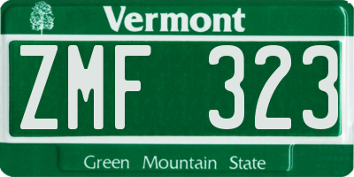 VT license plate ZMF323