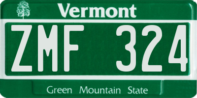 VT license plate ZMF324