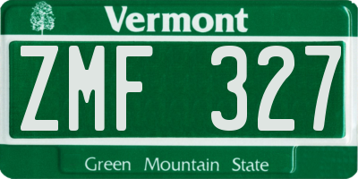 VT license plate ZMF327