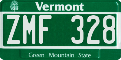 VT license plate ZMF328