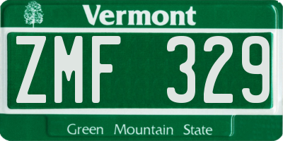 VT license plate ZMF329