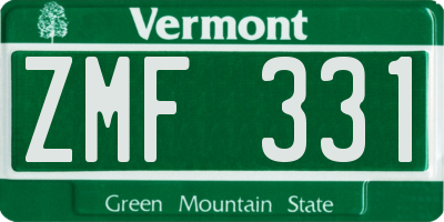 VT license plate ZMF331