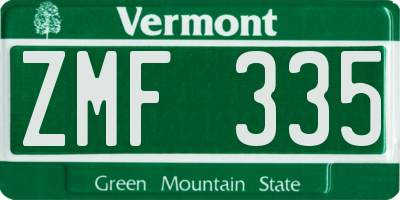 VT license plate ZMF335