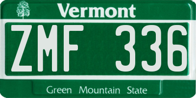 VT license plate ZMF336
