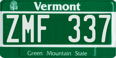 VT license plate ZMF337