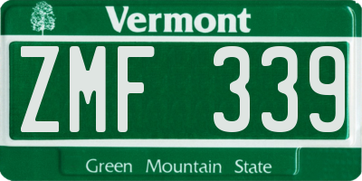 VT license plate ZMF339