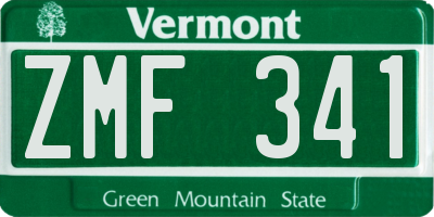 VT license plate ZMF341