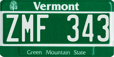 VT license plate ZMF343