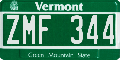 VT license plate ZMF344
