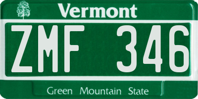 VT license plate ZMF346
