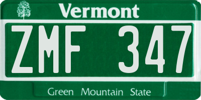VT license plate ZMF347