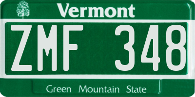 VT license plate ZMF348