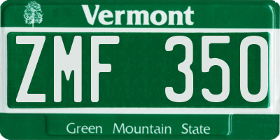 VT license plate ZMF350