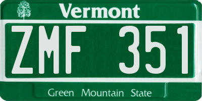 VT license plate ZMF351