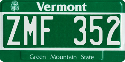 VT license plate ZMF352