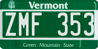 VT license plate ZMF353