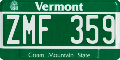 VT license plate ZMF359