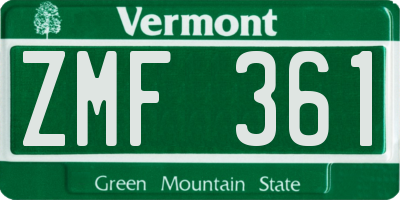 VT license plate ZMF361
