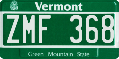 VT license plate ZMF368