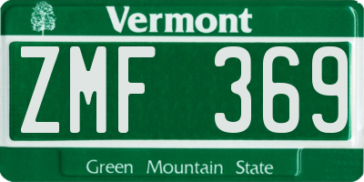 VT license plate ZMF369