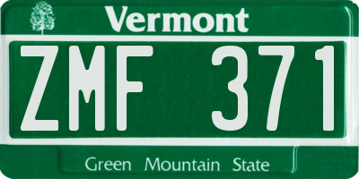 VT license plate ZMF371