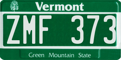 VT license plate ZMF373