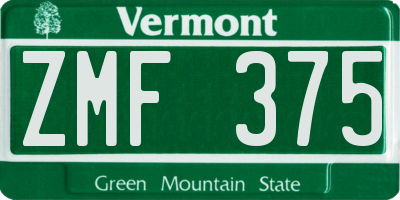 VT license plate ZMF375