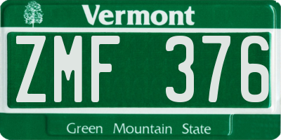 VT license plate ZMF376