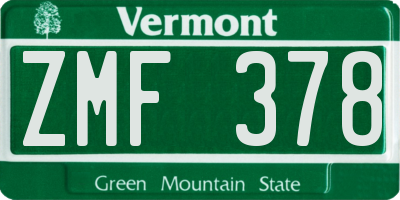 VT license plate ZMF378
