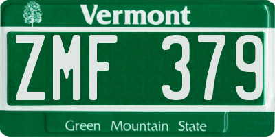 VT license plate ZMF379