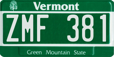 VT license plate ZMF381