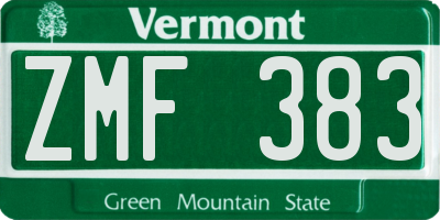 VT license plate ZMF383