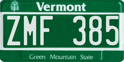 VT license plate ZMF385