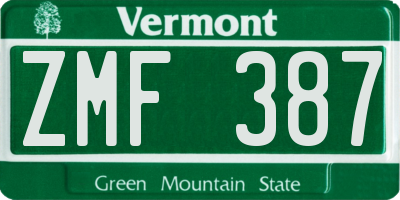 VT license plate ZMF387