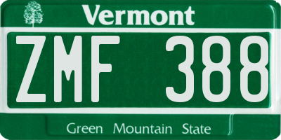 VT license plate ZMF388