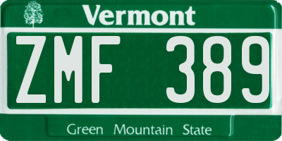 VT license plate ZMF389