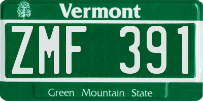VT license plate ZMF391