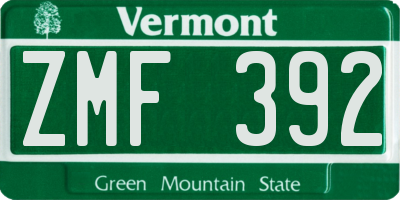 VT license plate ZMF392