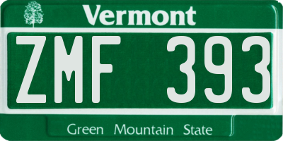 VT license plate ZMF393
