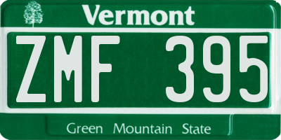 VT license plate ZMF395