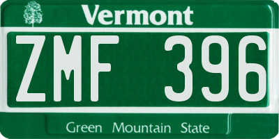 VT license plate ZMF396