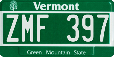 VT license plate ZMF397