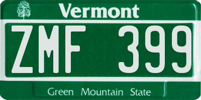 VT license plate ZMF399