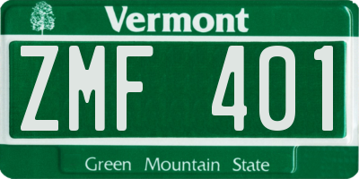 VT license plate ZMF401