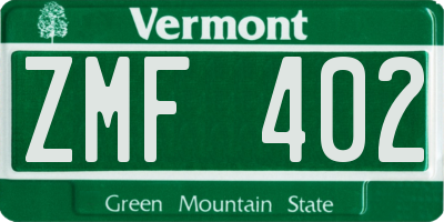 VT license plate ZMF402