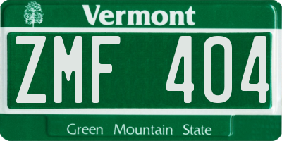 VT license plate ZMF404