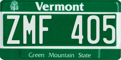 VT license plate ZMF405