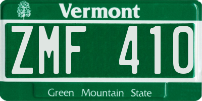 VT license plate ZMF410