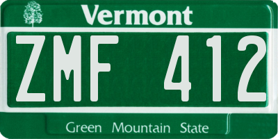 VT license plate ZMF412