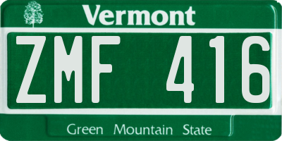VT license plate ZMF416